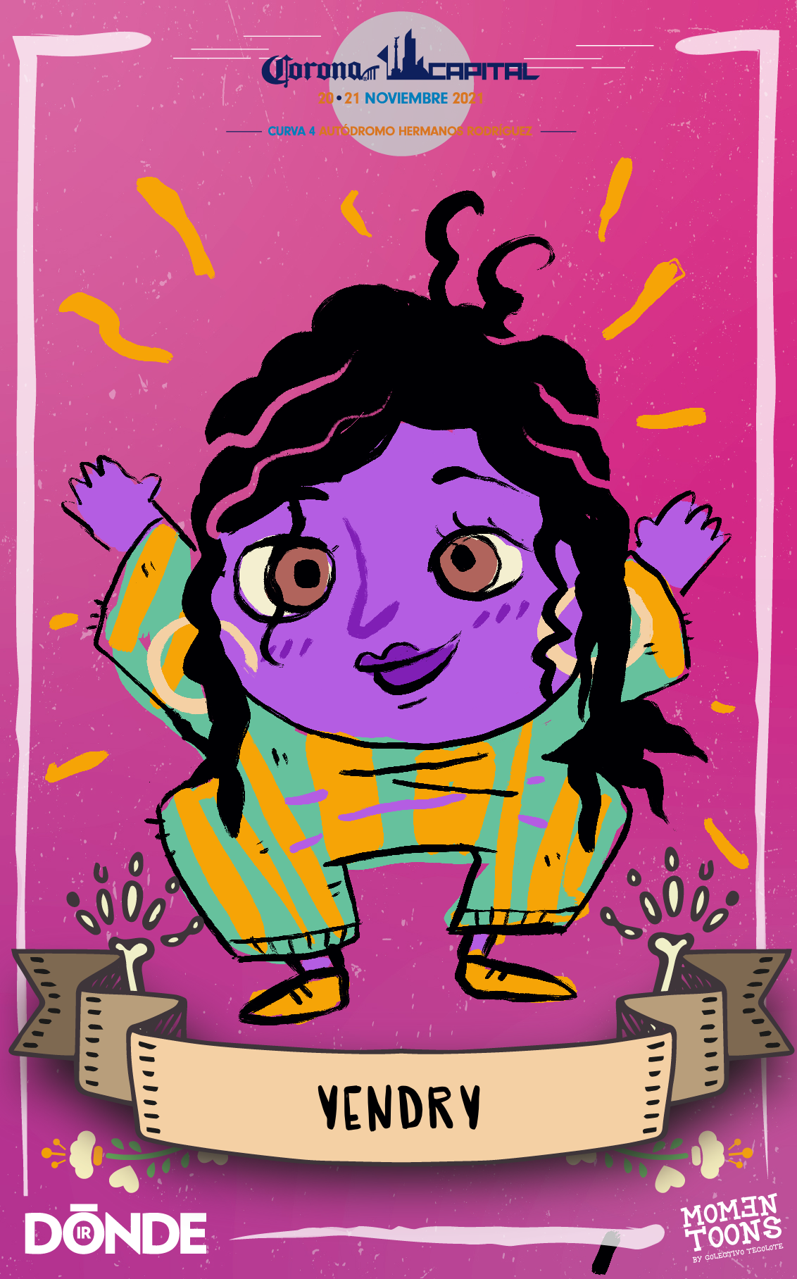 Artistas con su ilustracion en el Corona Capital 2021. E