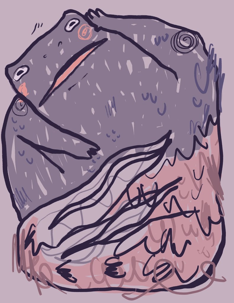 Gato sirena gordito con medalla de pescado, character design Mermay"