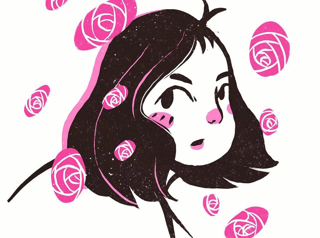 Ilustración digital del Joker en paleta teal y salmón hecha en iPad Pro